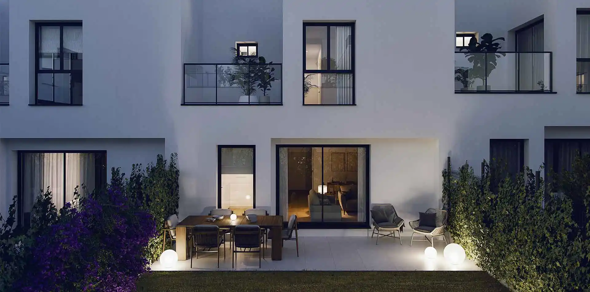 Vista de jardín de un chalet