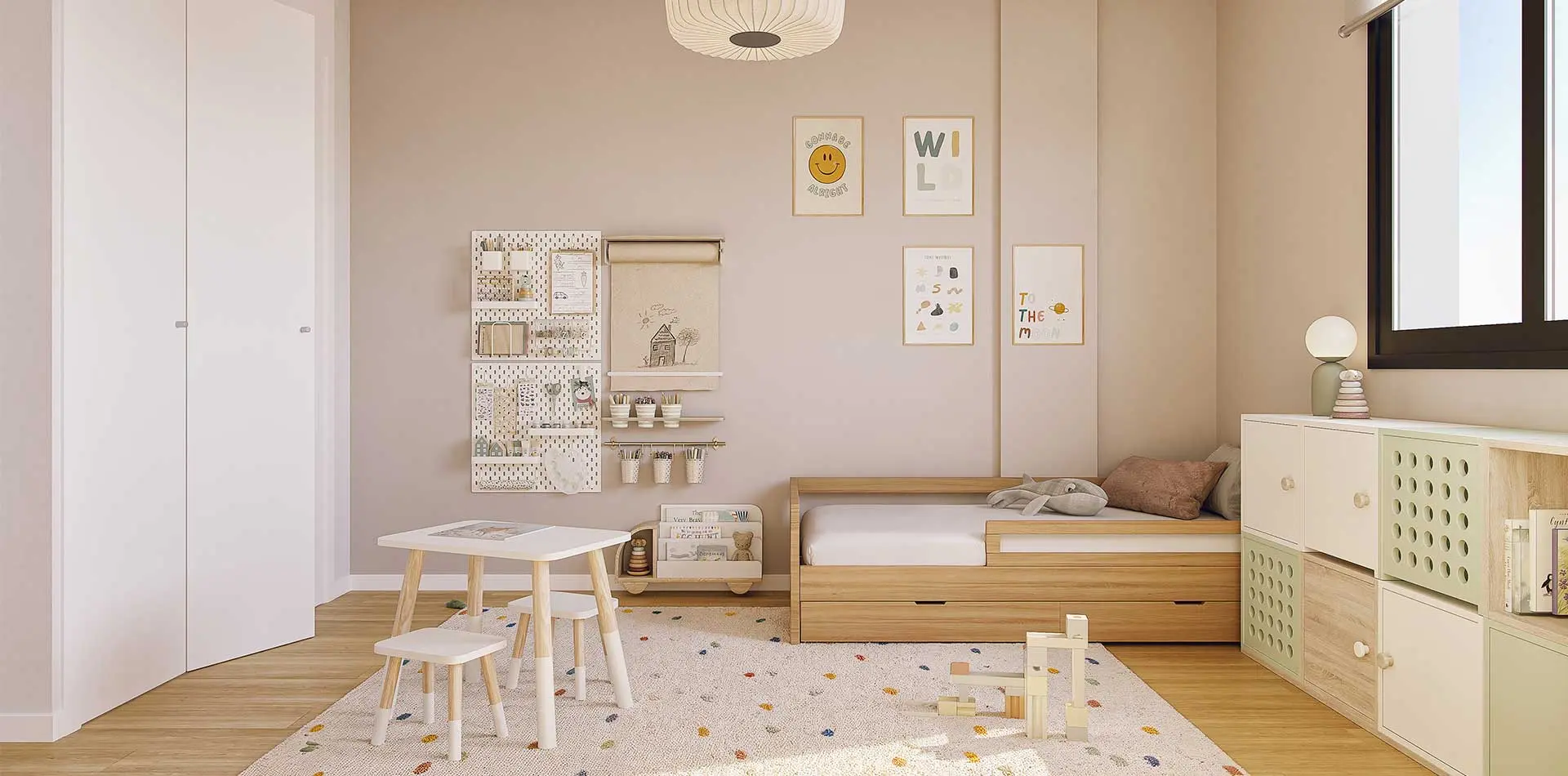 Vista de un dormitorio infantil en la promoción iKasa Cassia